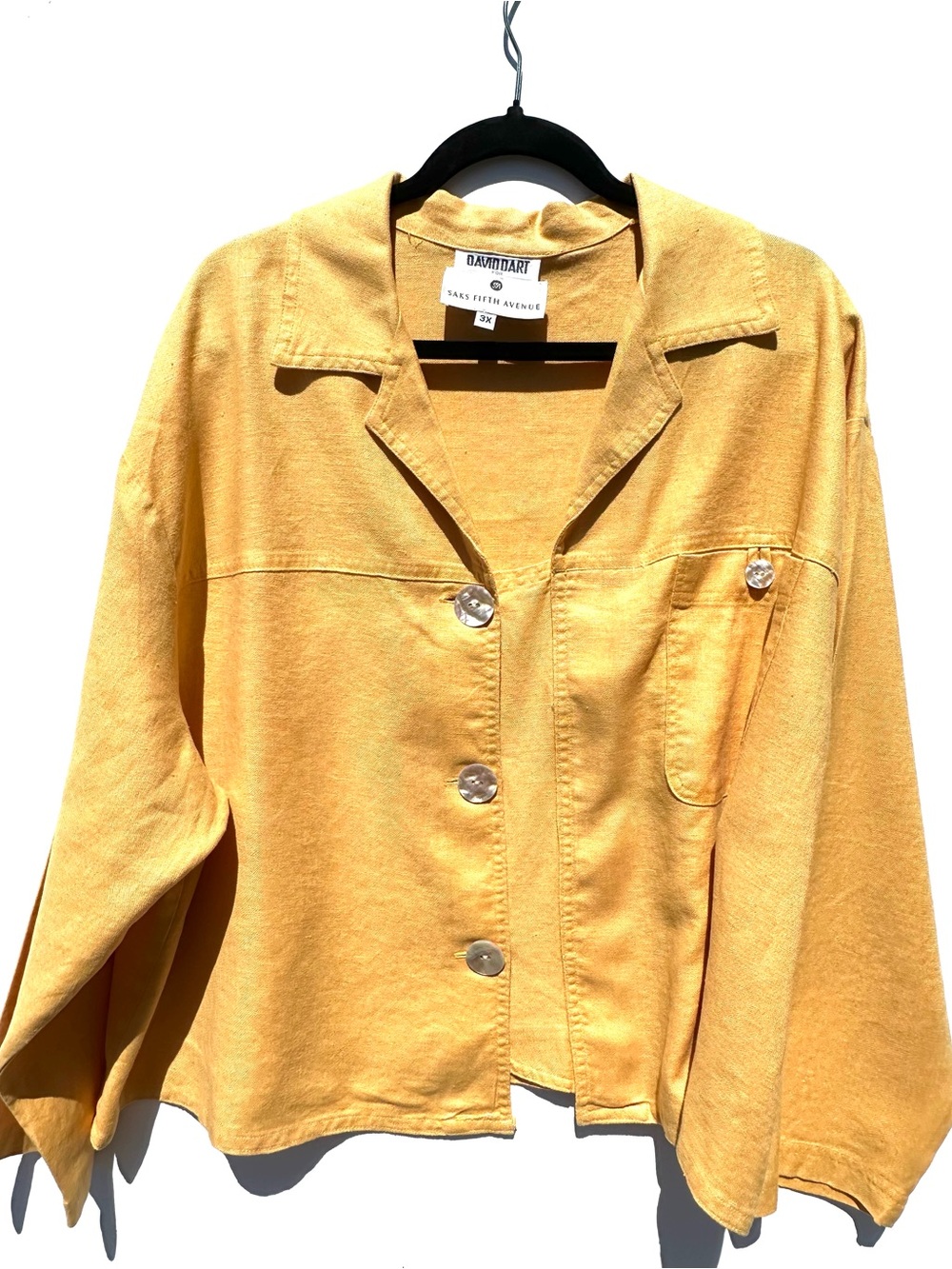 VTG David Dart for Saks Fifth Avenue Linen Relaxed Classic Button-Front Blazer